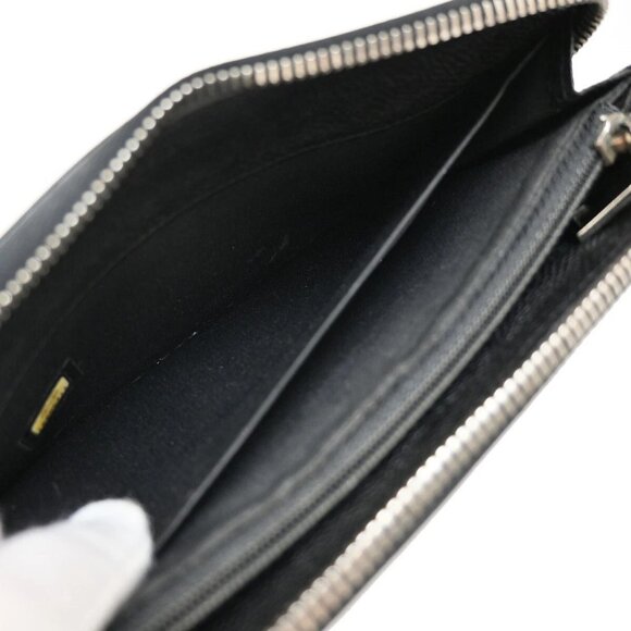 CHANEL CC Logo Zipper Long Bifold Wallet Grained Calfskin Leather Black - Picture 13 of 16